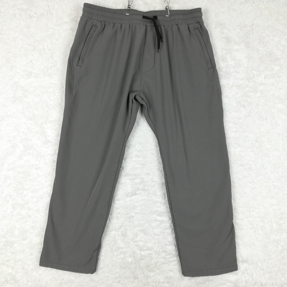 Mens Pants Athletic Straight Leg Gray Fleece Lined Pull On XL